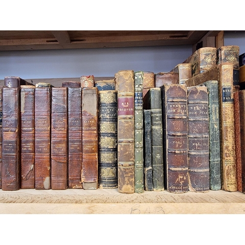 181 - BINDINGS: a quantity of mainly calf-bound books, 18th-19thc publications, some odd volumes, var... 