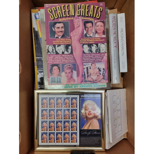 199 - MARILYN MONROE: carton of related books, stamps, photographs, prints and other memorabilia. (Bo... 