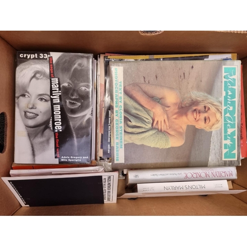 199 - MARILYN MONROE: carton of related books, stamps, photographs, prints and other memorabilia. (Bo... 