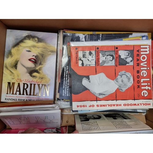 199 - MARILYN MONROE: carton of related books, stamps, photographs, prints and other memorabilia. (Bo... 