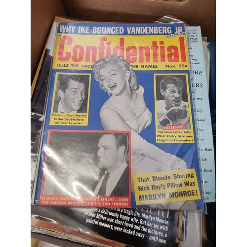 199 - MARILYN MONROE: carton of related books, stamps, photographs, prints and other memorabilia. (Bo... 