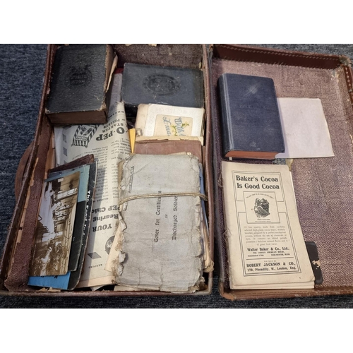 205 - EPHEMERA: miscellaneous in old suitcase, to include some military papers pre-World War I, a few... 