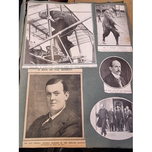 206 - SCRAPBOOKS: group of 7 early c20 scrapbooks, largely containing newspaper and magazine cuttings past... 