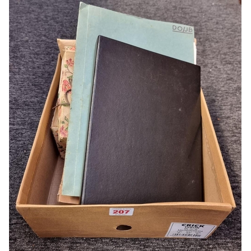 207 - MISC. EPHEMERA: a small carton, to include quantity of negatives in box and tin: some military inter... 