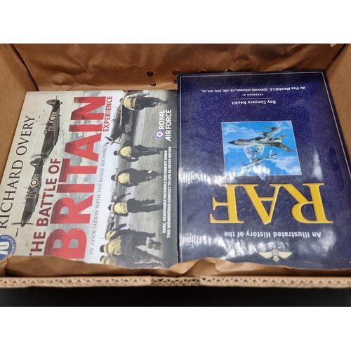 213 - BOX: misc. books, periodicals, programmes and tea cards. (Box)