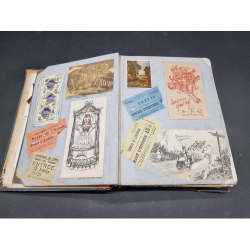 222 - SCRAP ALBUM: collection of mainly early-mid c20 printed ephemera pasted in album to include pro... 