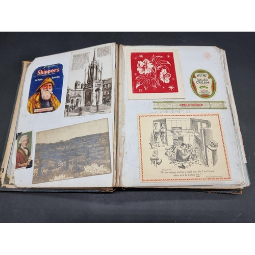 222 - SCRAP ALBUM: collection of mainly early-mid c20 printed ephemera pasted in album to include pro... 