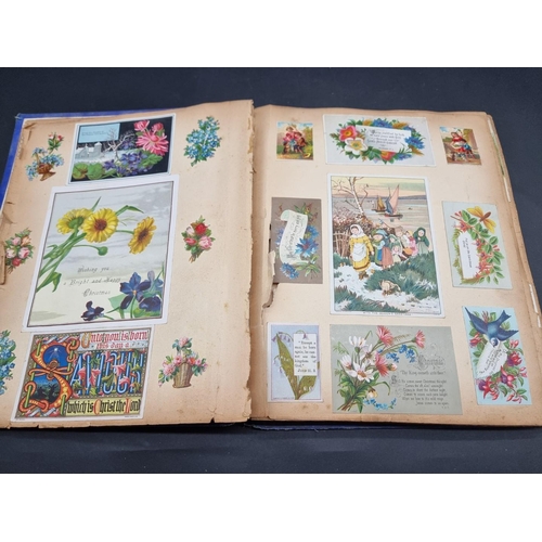 223 - SCRAP ALBUMS: three albums of greetings cards and chromolithographic scraps, late 19th-early 20... 