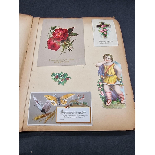 223 - SCRAP ALBUMS: three albums of greetings cards and chromolithographic scraps, late 19th-early 20... 