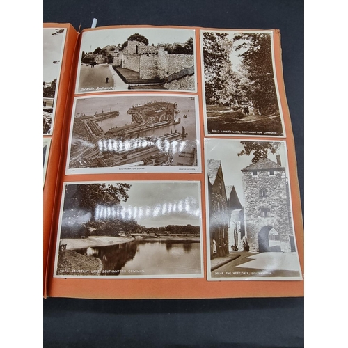 226 - POSTCARD ALBUM: album of corner-mounted postcards, cross-period collection but to include some good ... 