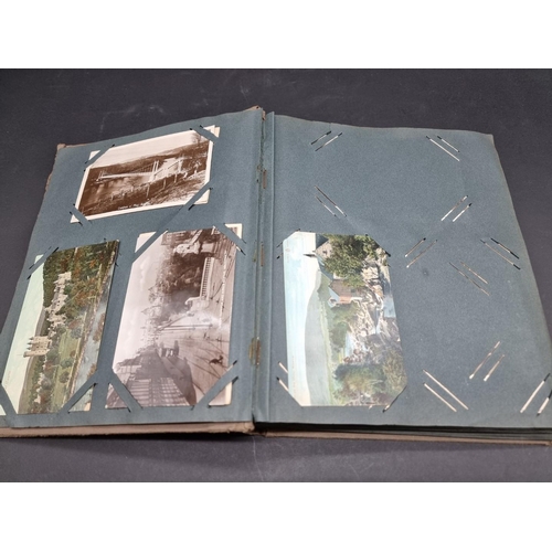 226 - POSTCARD ALBUM: album of corner-mounted postcards, cross-period collection but to include some good ... 