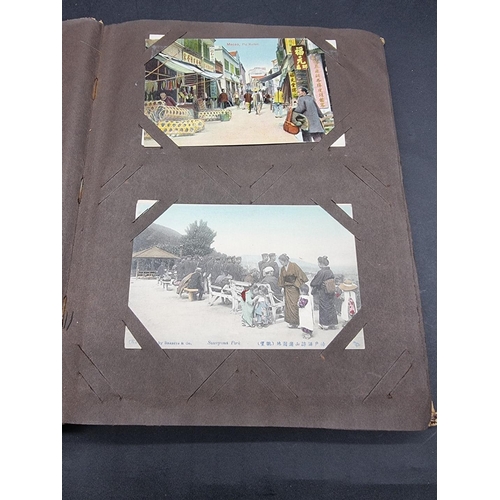 228 - POSTCARDS: CHINA/JAPAN: album of approx 80 early c20 postcards, mostly Japan with some China/Hong Ko... 