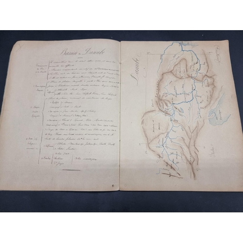 232 - MANUSCRIPT MAPS: a pair of late 19thc manuscript geography exercise books in French, numerous f... 