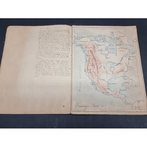 232 - MANUSCRIPT MAPS: a pair of late 19thc manuscript geography exercise books in French, numerous f... 