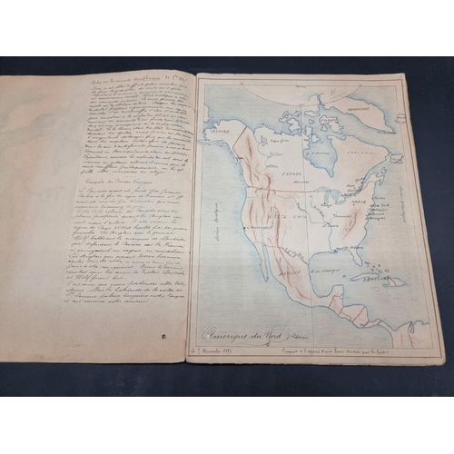 232 - MANUSCRIPT MAPS: a pair of late 19thc manuscript geography exercise books in French, numerous f... 