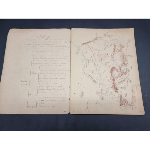 232 - MANUSCRIPT MAPS: a pair of late 19thc manuscript geography exercise books in French, numerous f... 