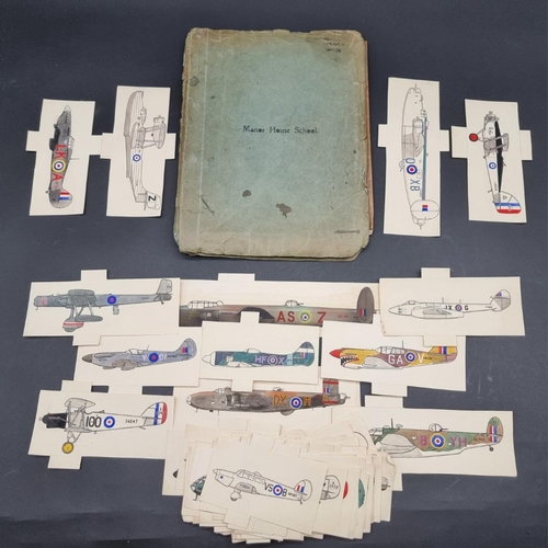 233 - AVIATION, WORLD WAR II: group of approx 45 neat ink and watercolour sketches of allied aeroplan... 