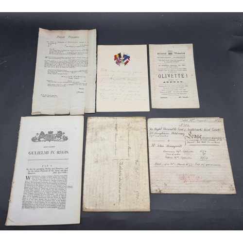 234 - MISCELLANEOUS EPHEMERA: a quantity in one box, to include some vellum documents, periodicals, p... 