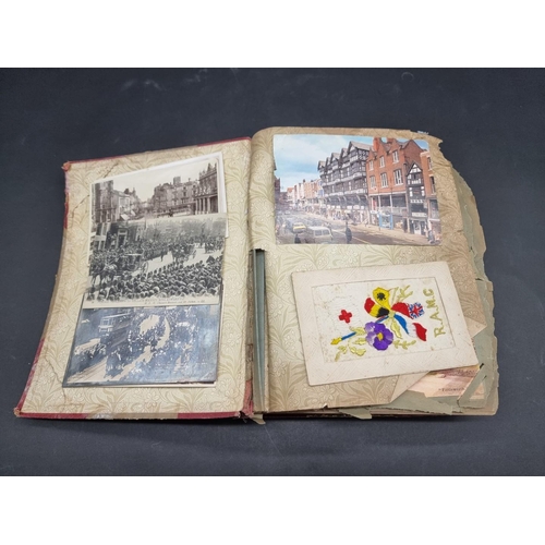 240 - POSTCARDS: a quantity, loose in bundle and in 4to album: together with a Victorian scrap album, box ... 