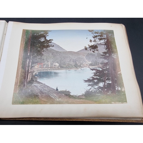 244 - PHOTOGRAPH ALBUM: JAPAN: album of 40 colour-tinted albumen print photographs of Japanese subjec... 