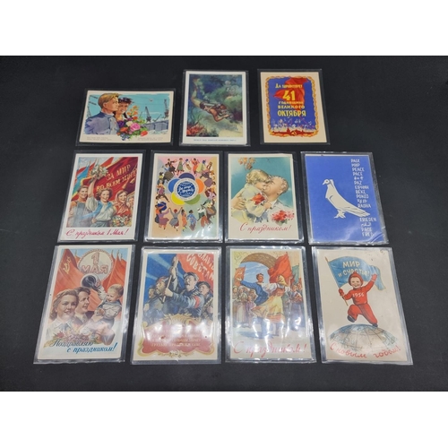 247 - SOVIET PROPAGANDA: collection of approx 73 postcards, circa 1950s-60s. (Bundle)... 