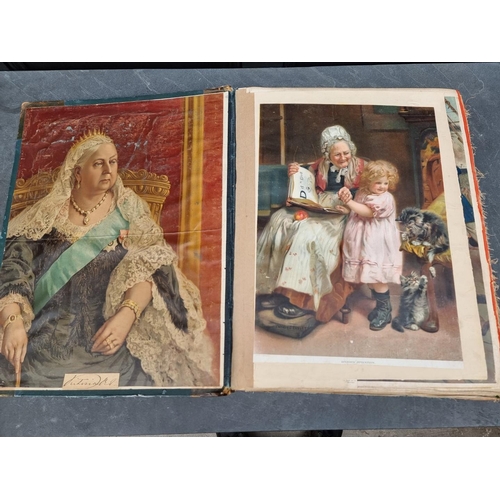 251 - SCRAPBOOK: a huge late Victorian scrapbook, approx 140 cloth leaves filled with chromolithographic, ... 