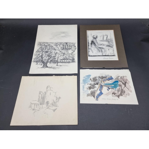 256 - PRINTS, DRAWINGS & WATERCOLOURS: a quantity in box, approx 85 items. (Tray)... 