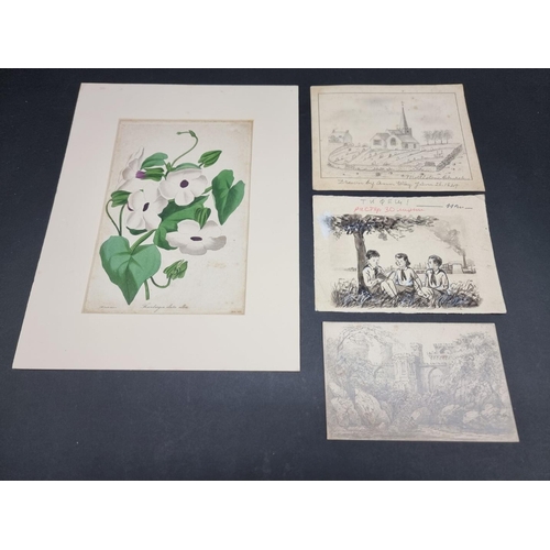 256 - PRINTS, DRAWINGS & WATERCOLOURS: a quantity in box, approx 85 items. (Tray)... 