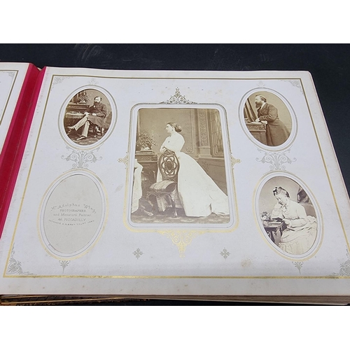 36 - CARTE DE VISITE ALBUM: a mid-Victorian album containing numerous window mounted cdv & cabinet ca... 