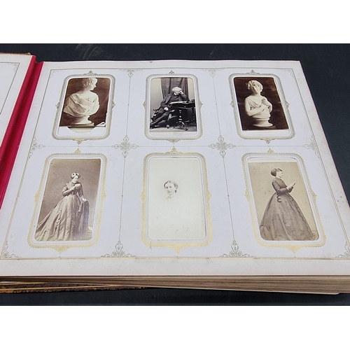 36 - CARTE DE VISITE ALBUM: a mid-Victorian album containing numerous window mounted cdv & cabinet ca... 