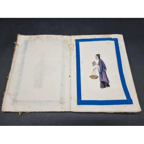 53 - CHINESE PITH PAINTINGS: album of 13 Chinese pith paintings, female characters, c.late 19th-earl... 