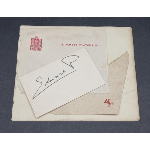 61 - EDWARD VIII: cut autograph in blue ink signing as Prince Edward: tipped onto printed heading fo... 