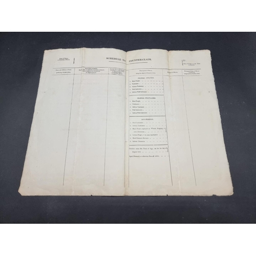 63 - COMPENSATION FOR BARBADOS SLAVES: printed form with manuscript entries, dated 31st December 183... 