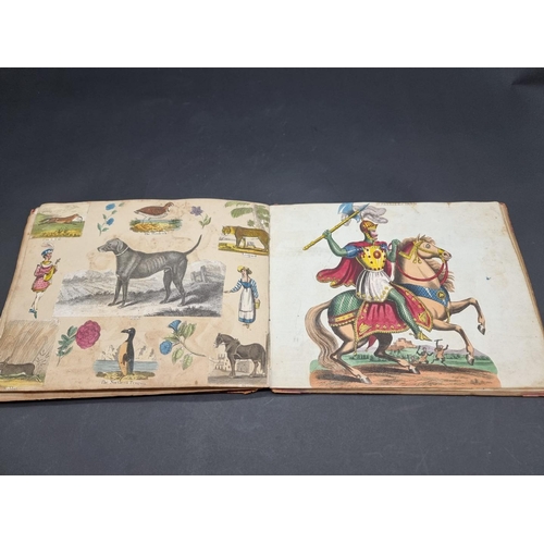 69 - SCRAPBOOK: an attractively arranged late Georgian scrapbook, numerous engraved and hand coloure... 