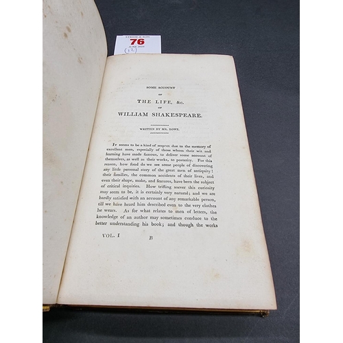 76 - SHAKESPEARE (William): 'The Dramatic Works of William Shakespeare', London, printed for Thomas ... 