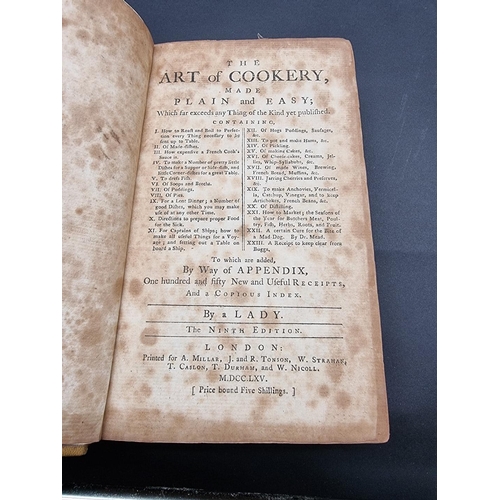 8 - GLASSE (Hannah): 'The Art of Cookery, Made Plain and Easy...': London, printed for A Millar, 1765: 9... 