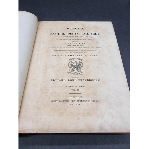 83 - BRAYBROOKE (Richard, Lord): 'Memoirs of Samuel Pepys Esq...': FIRST EDITION: London, Henry Colb... 