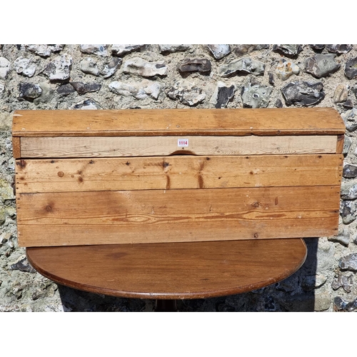 1114 - An old pine dome top chest, 99.5cm wide.