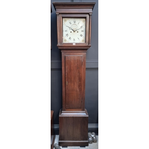 1252 - A George III elm eight day longcase clock, the 12in square painted dial inscribed 'Holland, Meonstok... 