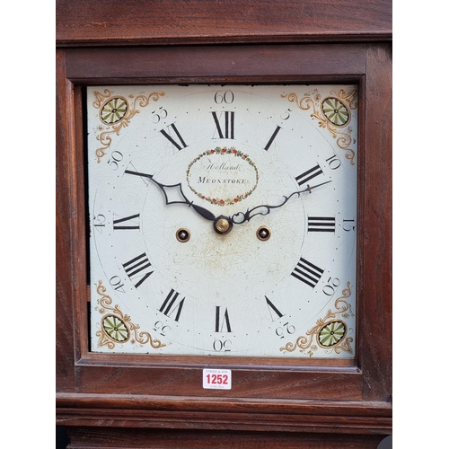 1252 - A George III elm eight day longcase clock, the 12in square painted dial inscribed 'Holland, Meonstok... 