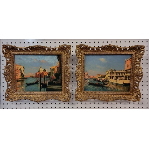 Gaston Hippolyte Ambroise Boucart, 'The Grand Canal, Venice', a pair, each signed, labelled verso, oil on panel, 20.5 x 26cm. (2)