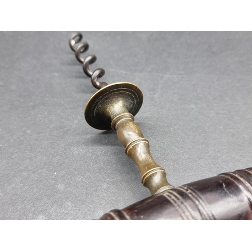 1633 - A Victorian Henshall type turned wood corkscrew, (lost tip of worm).