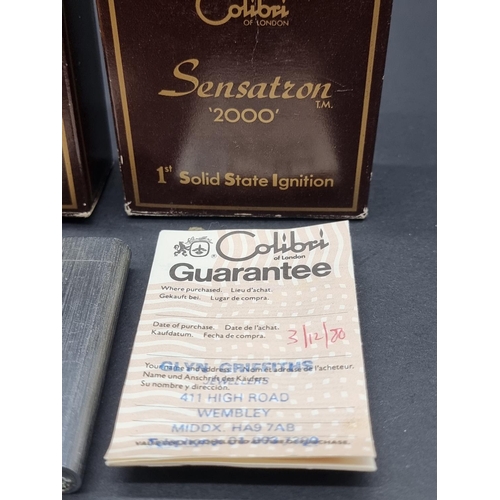 1637 - Two Colibri 'Sensatron 2000' lighters, each boxed and with guarantee card; together with a Japanese ... 