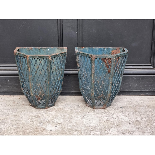 1671 - A pair of French steel wall flower baskets, 35cm high x 30cm wide.