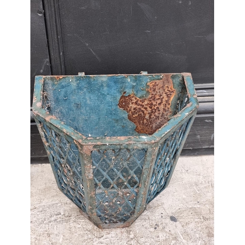 1671 - A pair of French steel wall flower baskets, 35cm high x 30cm wide.