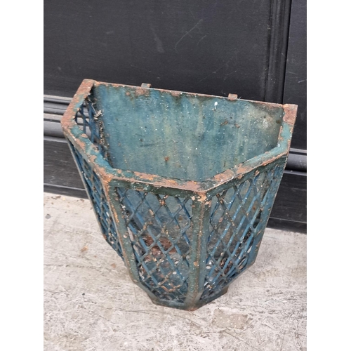 1671 - A pair of French steel wall flower baskets, 35cm high x 30cm wide.