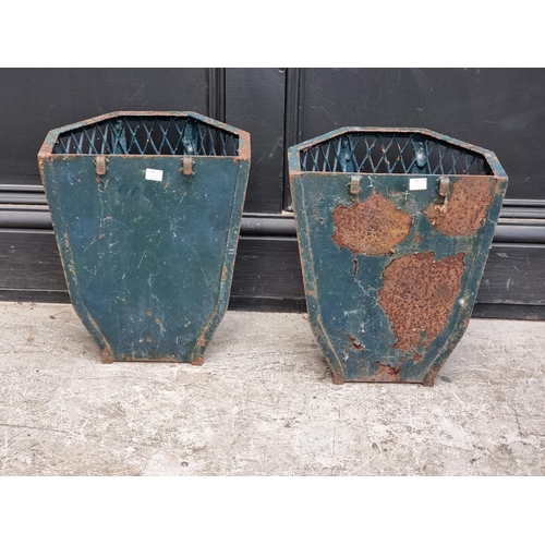 1671 - A pair of French steel wall flower baskets, 35cm high x 30cm wide.