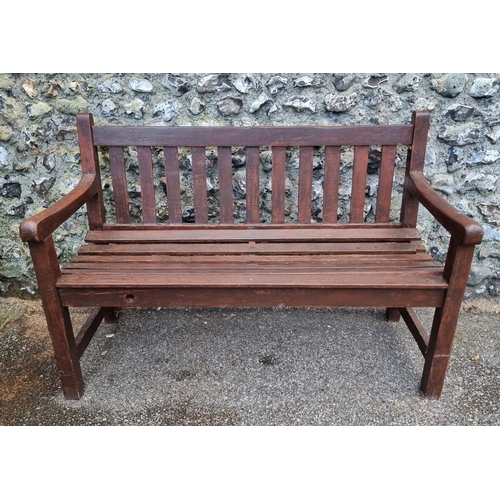 1674 - A hardwood garden bench, 122cm wide.