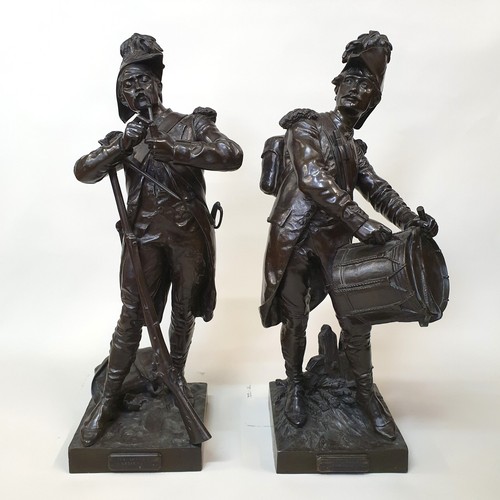 1354 - H Dumaige, 'Avant Le Combat'; 'Apres Le Combat', a pair, signed, bronze, 65cm high.