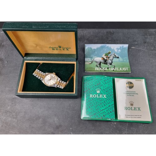 340 - A circa 1986 Rolex 'Oyster Perpetual Datejust' stainless steel and 18ct gold automatic wristwatch, 3... 